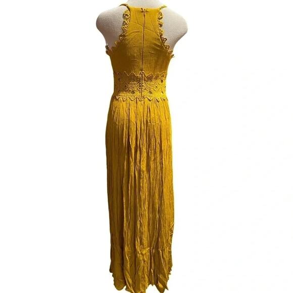 Lulu's Small This Love Mustard Yellow Lace Maxi Dress Size S - Picture 10 of 14